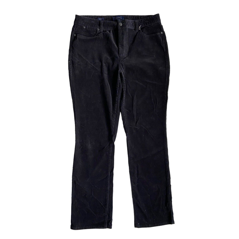 Talbots Womens Heritage Corduroy Jeans Pants Size 14 Black Mid Rise Straight Leg
